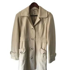 Anthropologie Tulle Cream Wool Blend Peacoat Size Extra Small XS